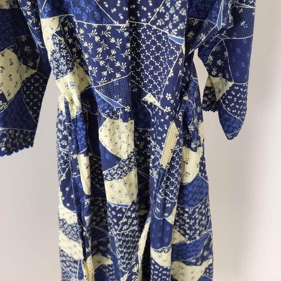 April Cornell Patchwork Midi Dress Cardigan Set 3/4 Sleeve Button Down Long - Picture 12 of 16